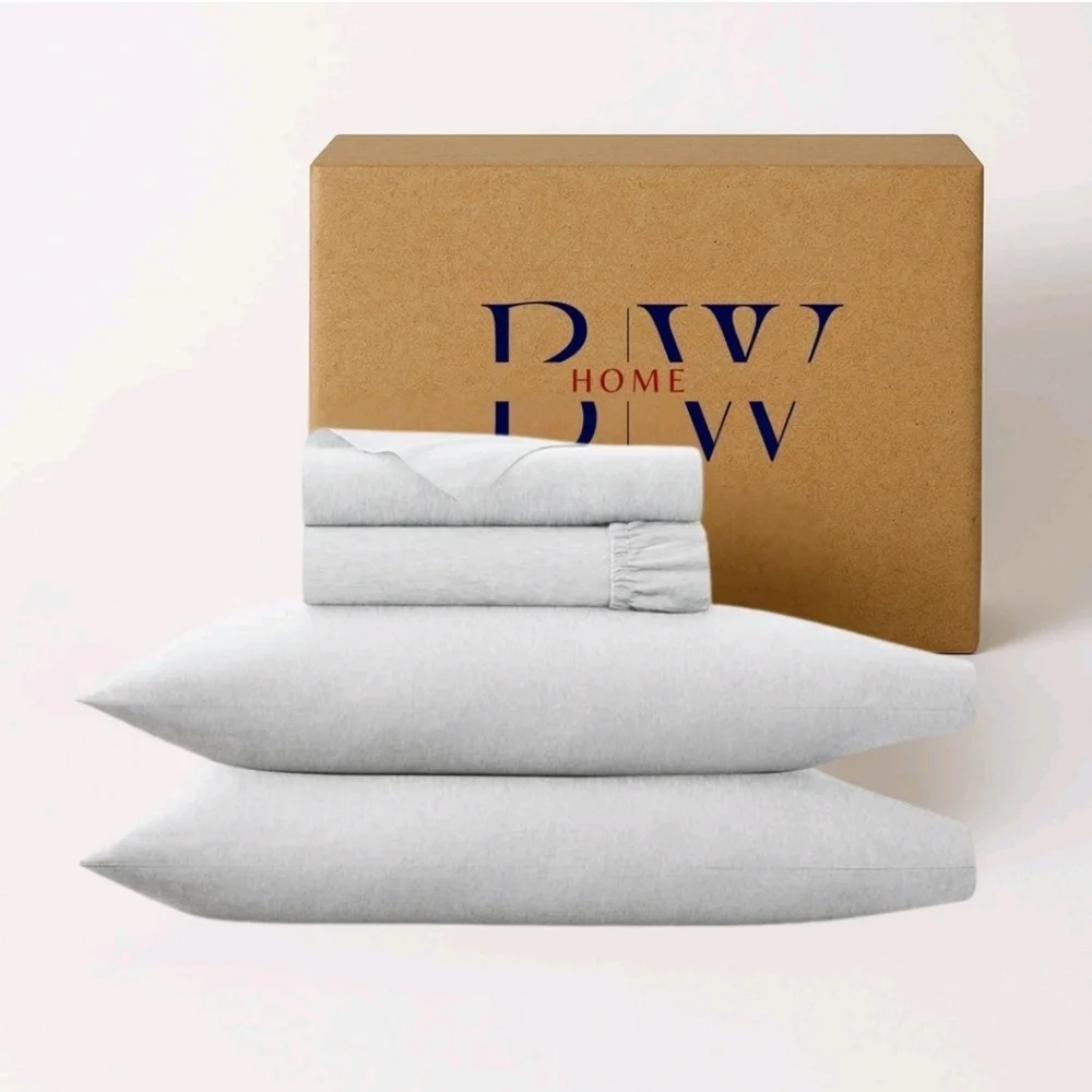 Briarwood Home Twin Jersey Knit Sheet Set Heathered Gray 3 Pc Bedding NEW FLAW